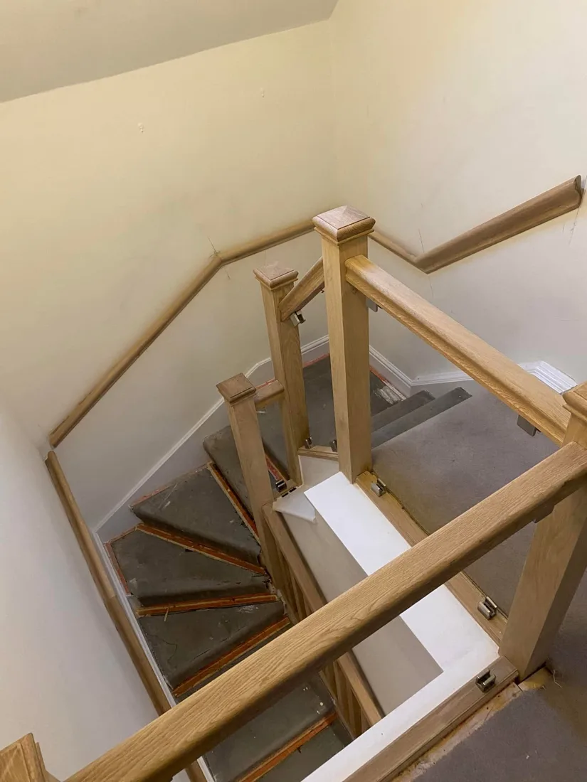 Bespoke oak staircase and handrail joinery